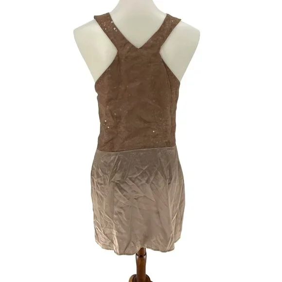 Sheri Bodell Womens M Brown Silk Bow Sequin Halter Dress, M - Picture 2 of 11